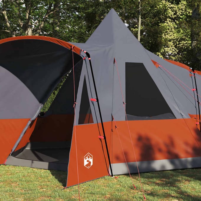 vidaXL - Teepee - Tent - 8-Persoon - 8-persoons - Grijs - en - Oranje