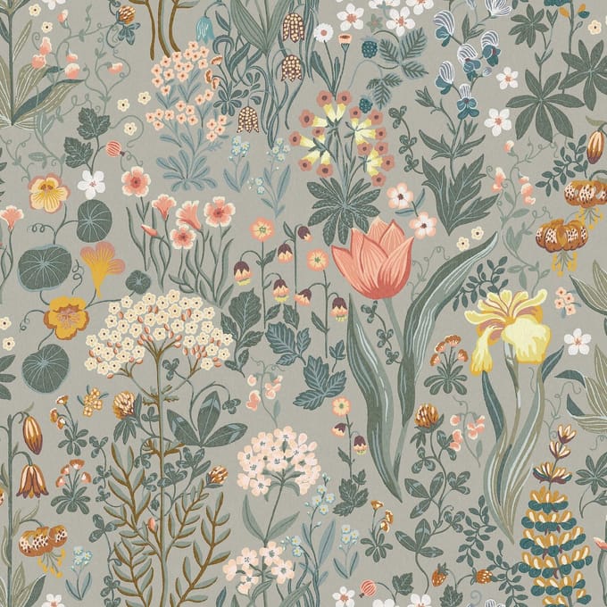 Boråstapeter Vliesbehang 2054 - New Heritage - Botanisch Grijs - 49cm x 10.05m