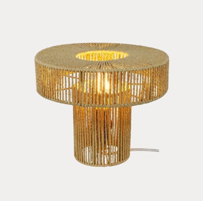 C-creation Toza - Tafellamp riet - rotan - vensterbank lamp - retro