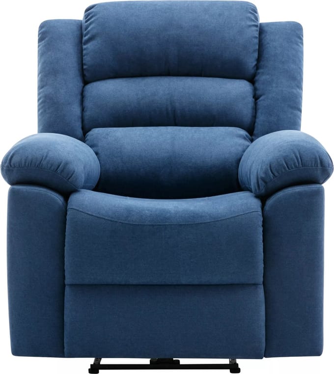 Vente-unique Elektrische relaxfauteuil van blauwe stof BUROLO