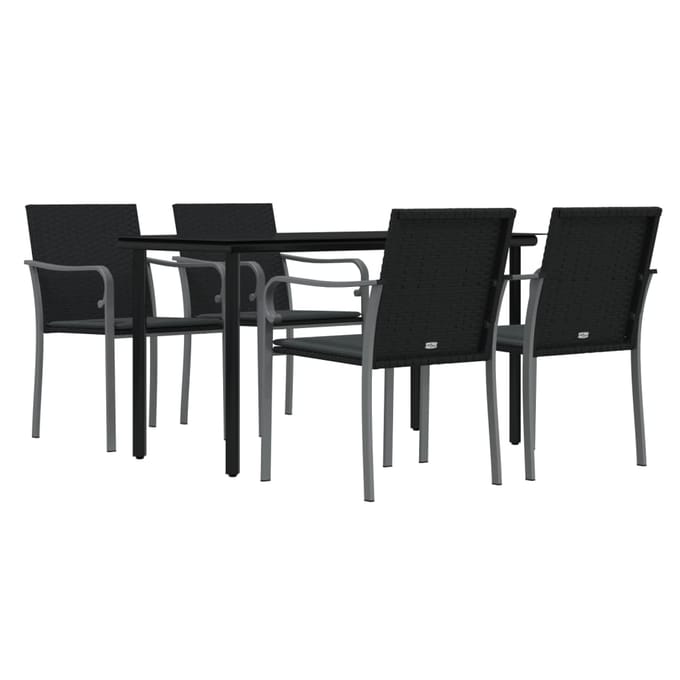 vidaXL - 5-delige - Tuinset - met - kussens - poly - rattan - en - staal