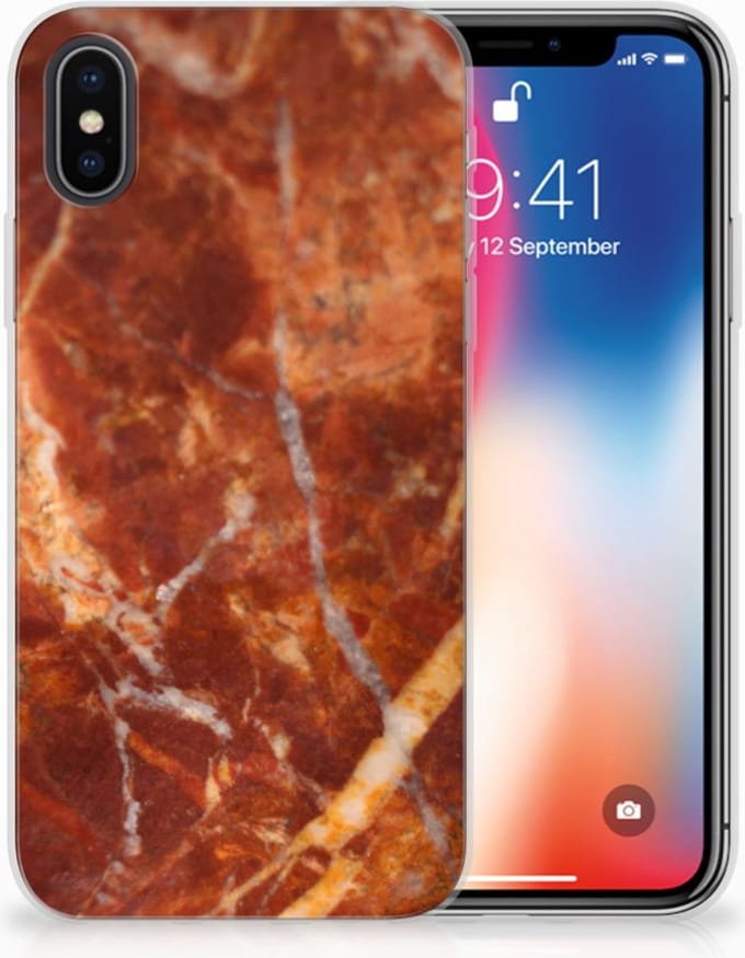 Apple iPhone X | Xs TPU Siliconen Hoesje Marmer Bruin