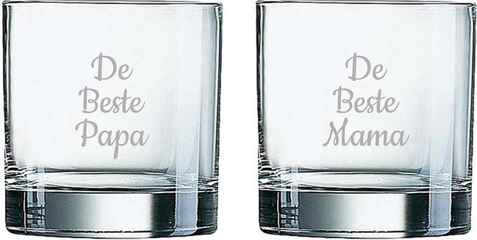 Gegraveerde Whiskeyglas 38cl De Beste Mama-De Beste Papa