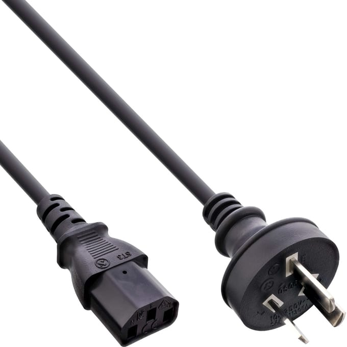 InLine Australië stroomkabel met C13 plug - zwart - 1,8 meter