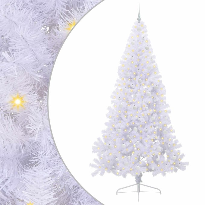 vidaXL Kunstkerstboom Wit 240 cm PVC en staal