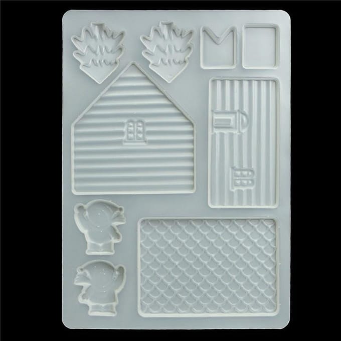 3D Huisdeur DIY Siliconen Fondant Mal Taartdecoratie Chocolade Uitsteker Mal gray