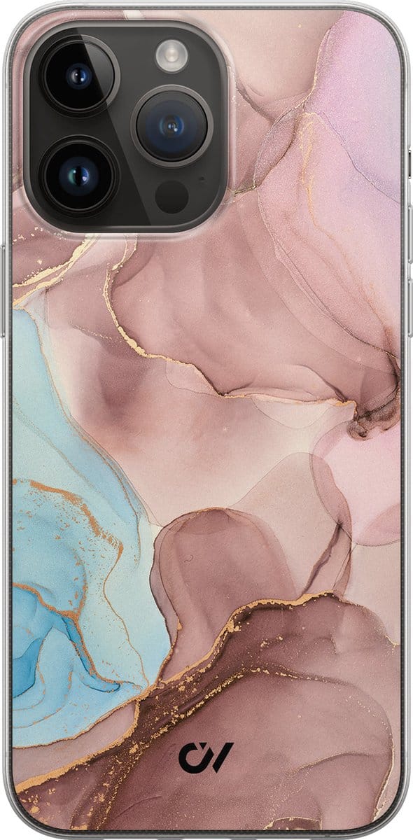 Hoesje geschikt voor Apple iPhone 14 Pro Max - Marble Clouds - - Roze - Apple - Casevibes