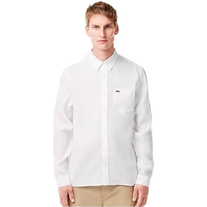 Lacoste Woven Overhemd Heren - Wit - Maat 46
