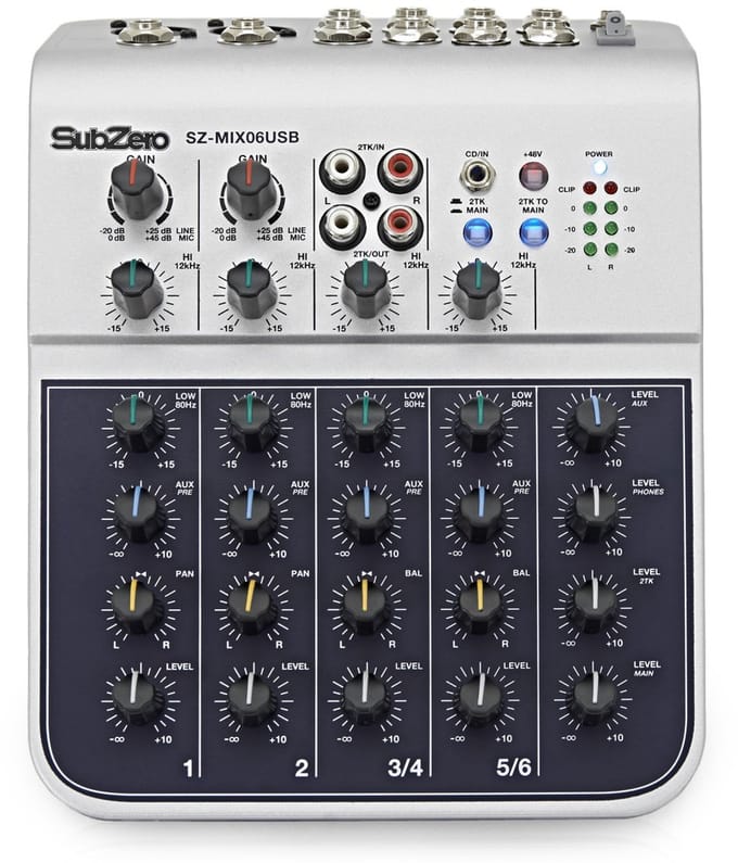 SubZero SZ-MIX06USB 6-kanaals USB-Mixer/Interface