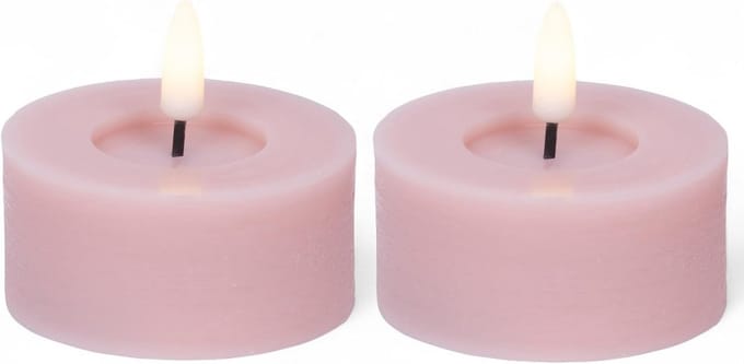 Echtwas LED Kaars met Realistische Vlam en Timer | Batterijgevoede Sfeerverlichting (Lichtroze)