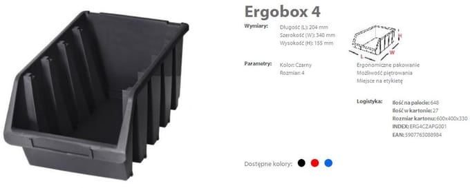 Patrol Ergobox 4 - Opslagbak - Rood - Kunststof - 340x204x155 mm