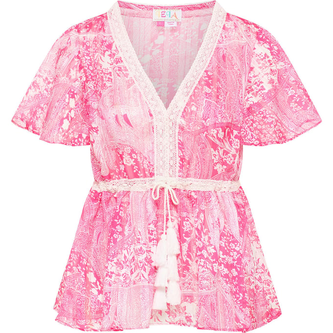 IZIA Blouse Dames roze wit