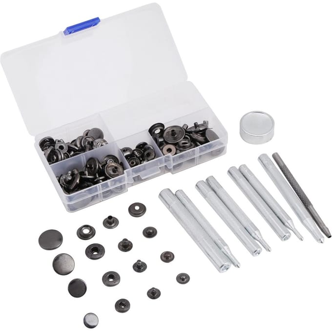 40 Sets Drukknopen Drukknoop Popper Sluiting Leer Jeans Accessoires Basisgereedschap Zwart white