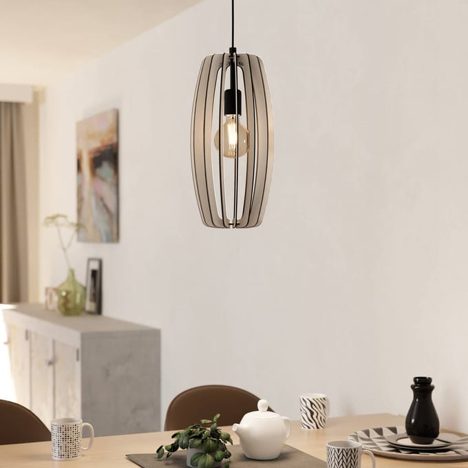 EGLO Bajazzara hanglamp, één kooi kap, zandkleur