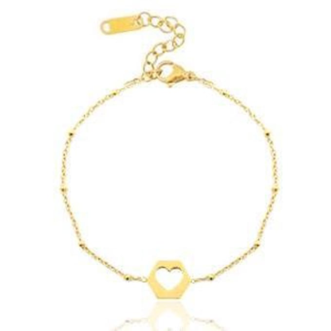 Schakelarmbandje Cut out Heart Goud (RVS)