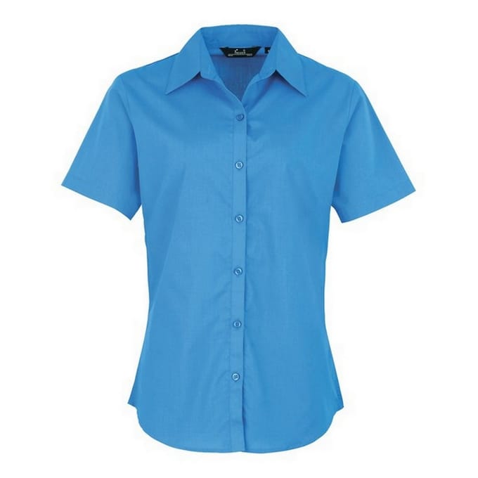 Premier Popeline blouse met korte mouwen / Gewoon werkoverhemd (Saffier)