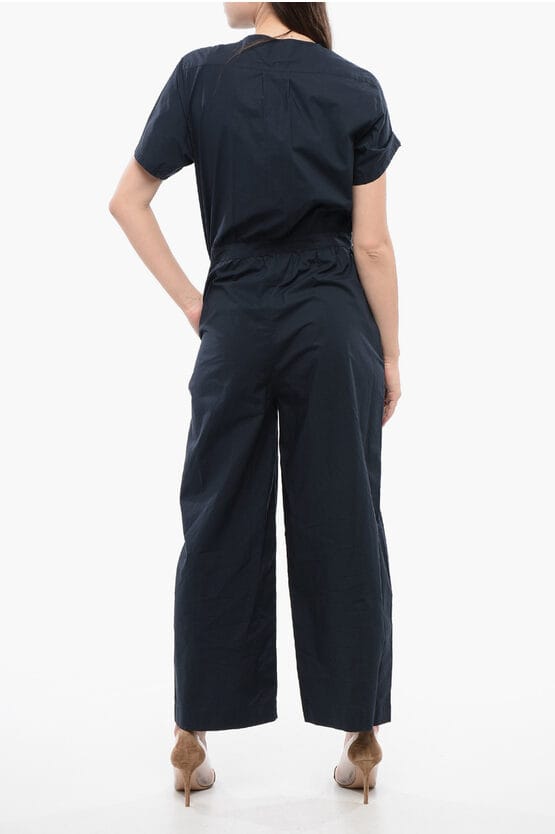 Jumpsuit met korte mouwen en knopen in middernachtblauw