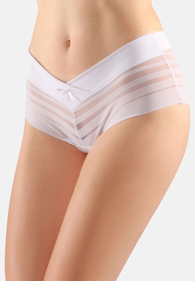 Bellivalini Dames Hipster Hot Pants met Kanten – Ondergoed – Wit-2 – M - BLV-GAB-155