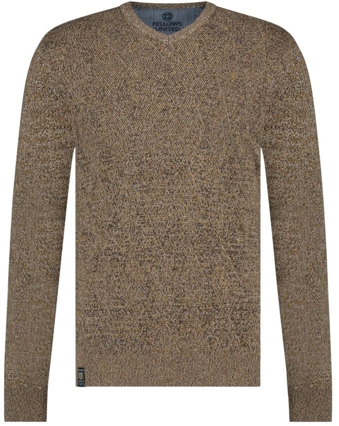 Fellows United Pullover V-neck Argyle Fantasy Oker (32.1120 - 151)