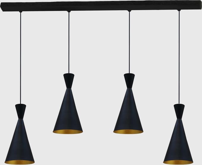 Bamyum Hanglamp Eettafel 4 Vlam Metalen E27 Zwart Hanglamp