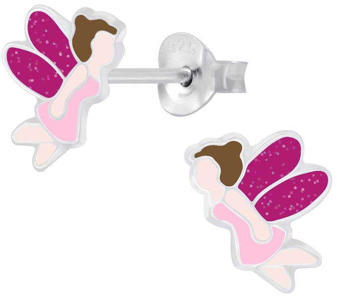Joy|S - Zilveren elfje oorbellen - 7 x 9 mm - roze