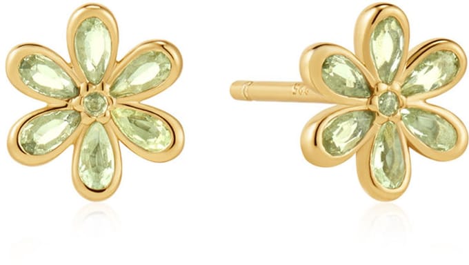 Gold Mint Green Stud Earrings E