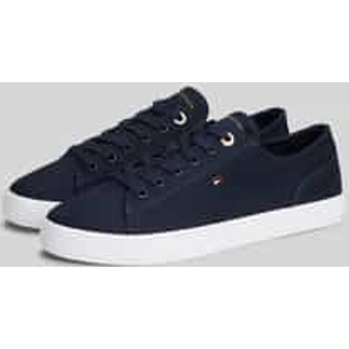 Low top sneakers van canvas met logo-applicatie