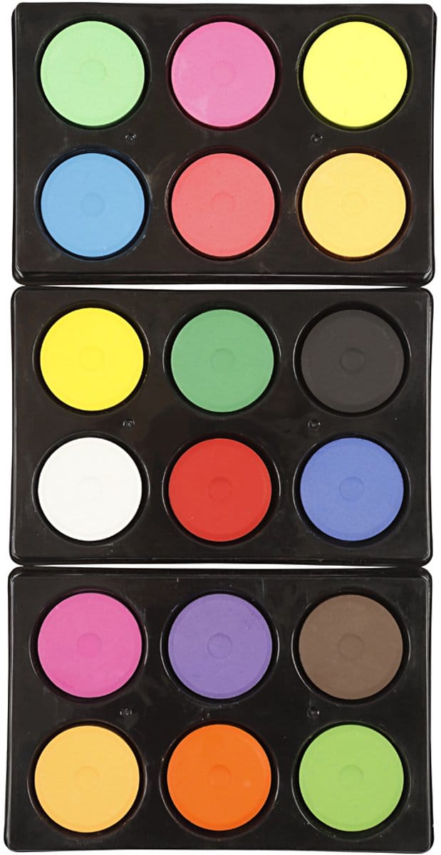 Waterverf, H: 16 mm, d 44 mm, neon kleuren, extra kleuren, 1 doos