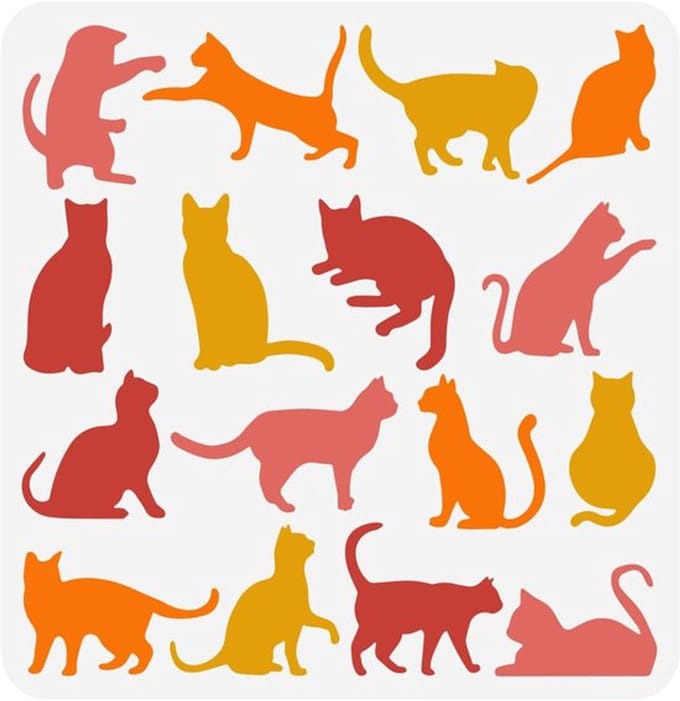 Dailygoody - Kattentekensjabloon - Schilderen - Herbruikbaar - 30x30