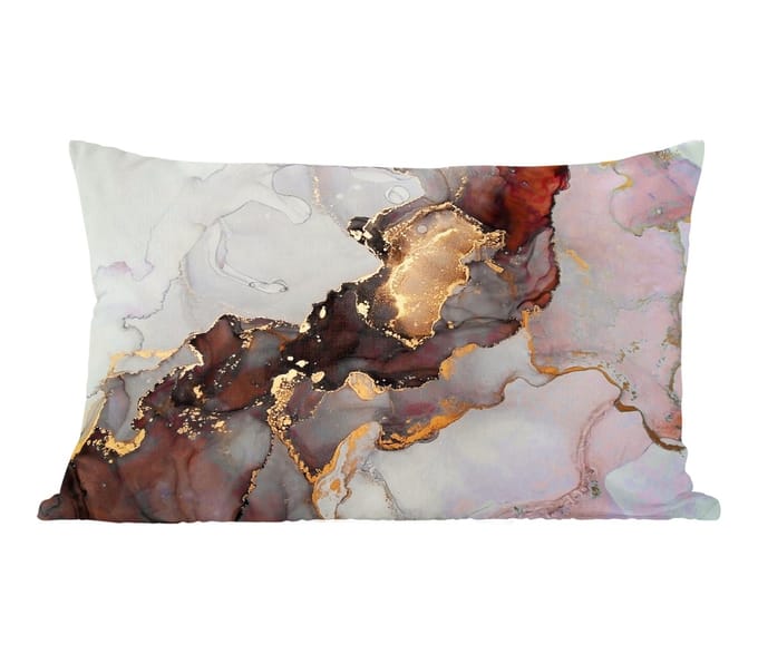 Sierkussens - Kussentjes Woonkamer - 60x40 cm - Rood - Marmer - Goud