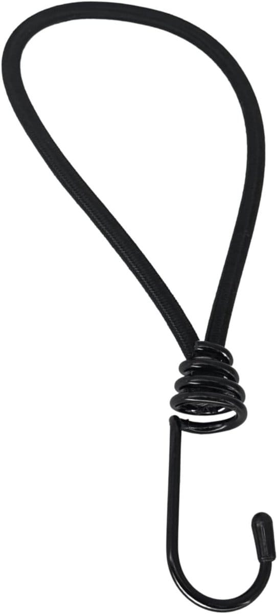 Spanband met haak - Korte elastiek - Bagage vastzetten - Stevige rubberkwaliteit - 20 cm - Zwart