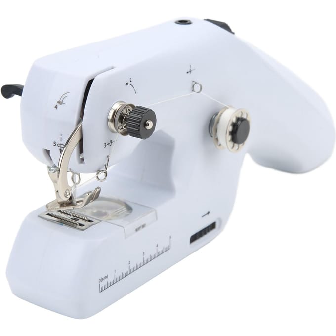 Handnaaimachine Draagbare Elektrische Dubbeldraads Naaimachine met Ergonomische Handgreep Naaien US PLUG white
