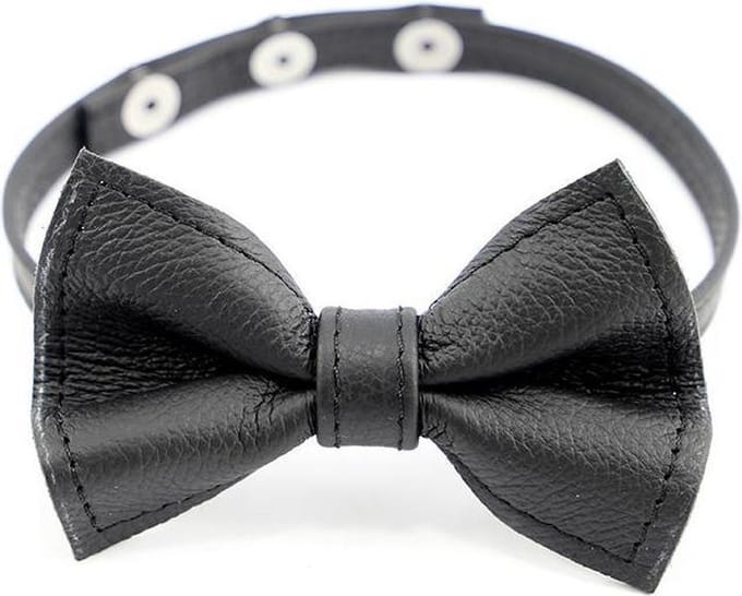 Kiotos - Collar Met Leren Vlinderstrik - Your Servant - Zwart