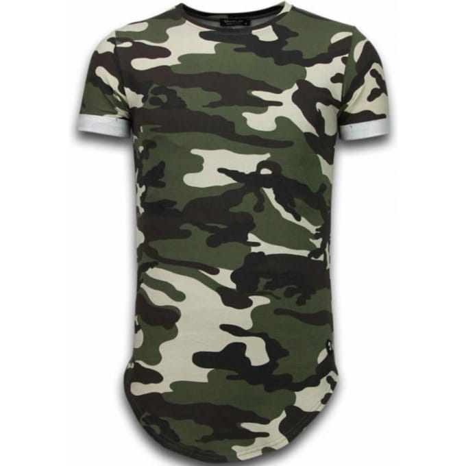 Known Camouflage T-shirt - Long Fit Shirt Army - Groen