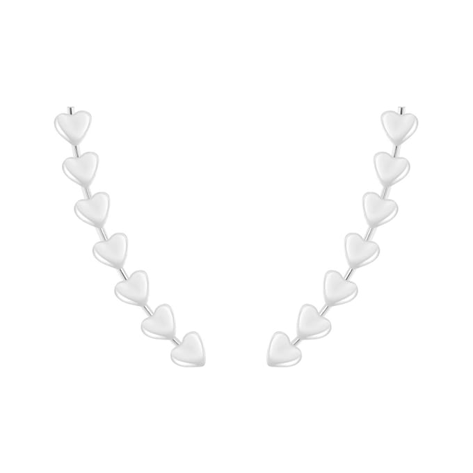 Joy|S - Zilveren hartjes oorbellen - ear climbers - earcuffs