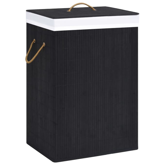 vidaXL - Wasmand - met - 1 - vak - bamboe - zwart