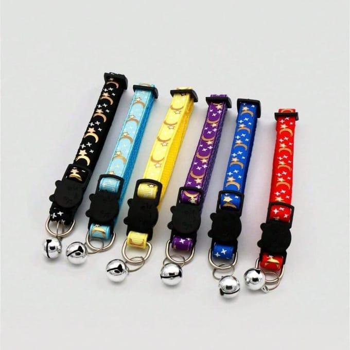 1 stuks Ster Maan Kat & Hond Halsband met Reflecterende Gesp one-size