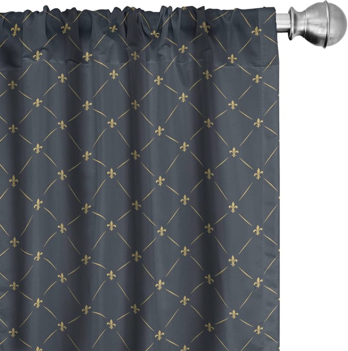 ABAKUHAUS Fleur De Lis Gordijnen – 2x75x245 cm – Microvezel – Halfverduisterend – Grijs