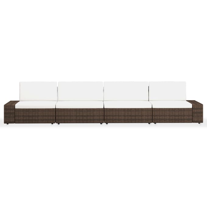 vidaXL - 4-delige - Loungeset - poly - rattan - bruin