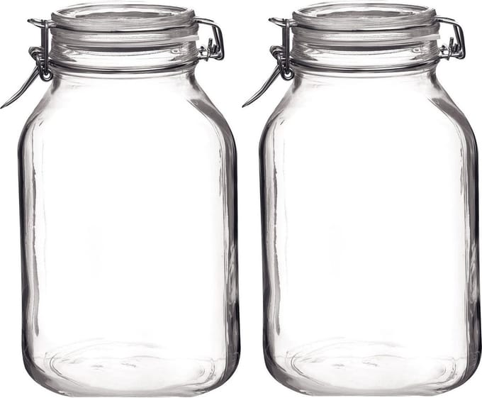 Bormioli Rocco Voorraad/weckpot - Set van 2x stuks - glas - transparant - 24 x 14 cm - 3 L