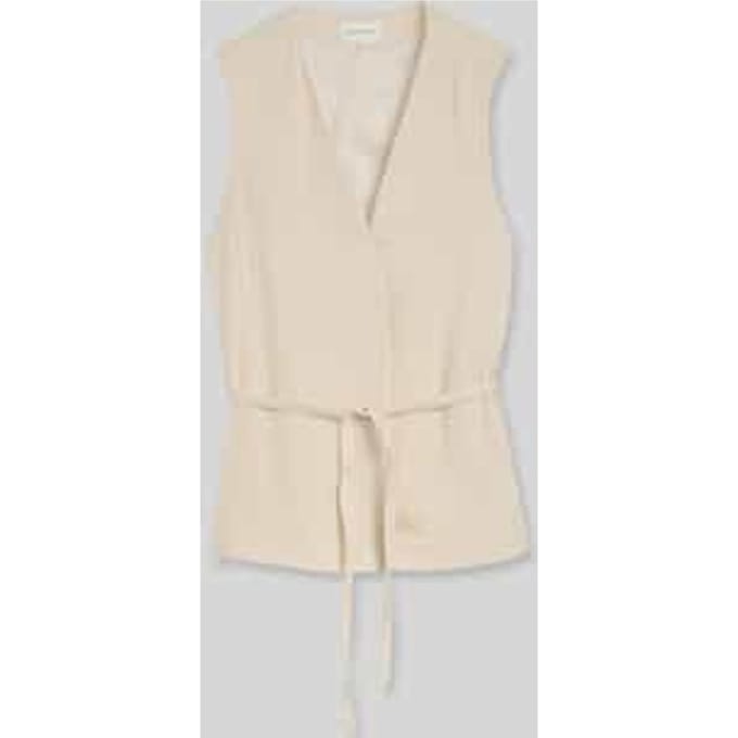 Tom Tailor - Crinkle blazer-vest met linnen - Maat 38 - sand stone beige melange
