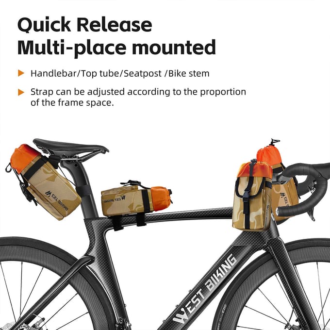 Multifunctionele fietsstuurtas Fietsfles Tas met trekkoord Houdertas voor fietsgereedschap veelkleurig