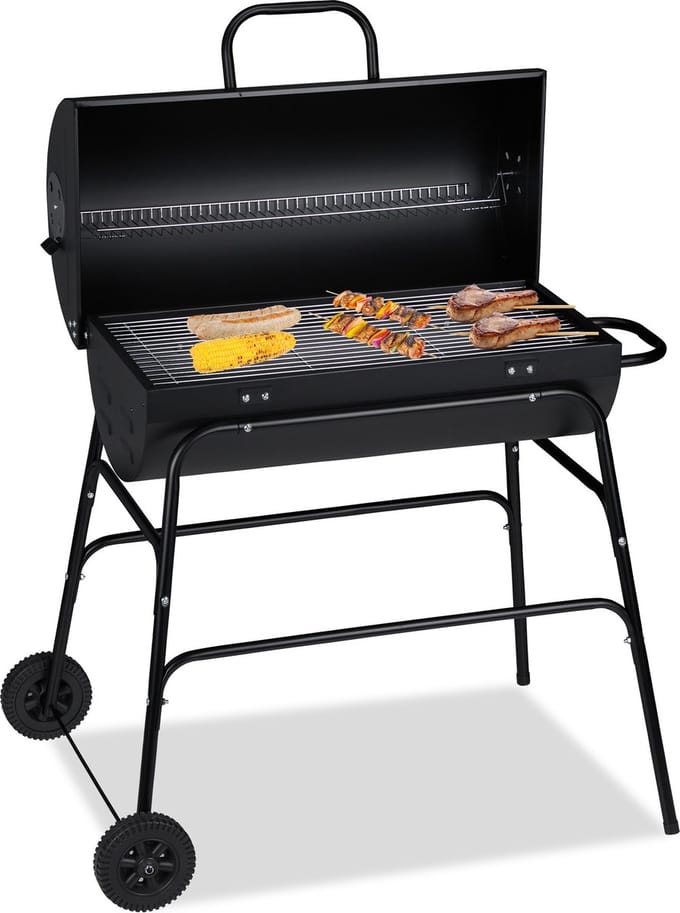 houtskool bbq - met deksel - verstelbare beluchting - stabiel - 96,5 x 103 x 64,5 cm - zwart