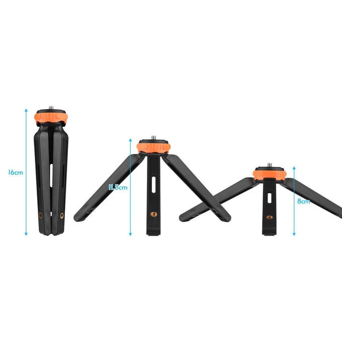 Draagbaar mini-desktopstatief met 2 niveaus van verstelbare hoogte Max. Draagvermogen 1,2 kg 1/4 inch zwart