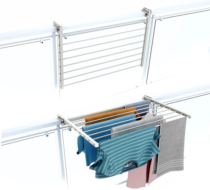 Foxydry Duo 82 cm hangend wasrek - wit - rechthoekige reling