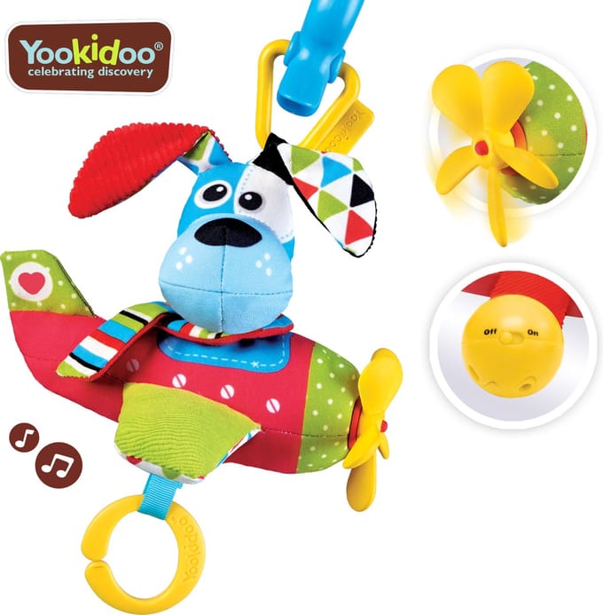 Yookidoo Kinderwagenhanger Musical Plane Dog 25 Cm