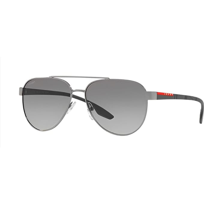Lunettes de soleil Aviateur Double Pont Prada Homme lunettes de soleil Argent PS54TS5AV3M1 Basic Packaging-Eyeglass Case+Box,58 gray