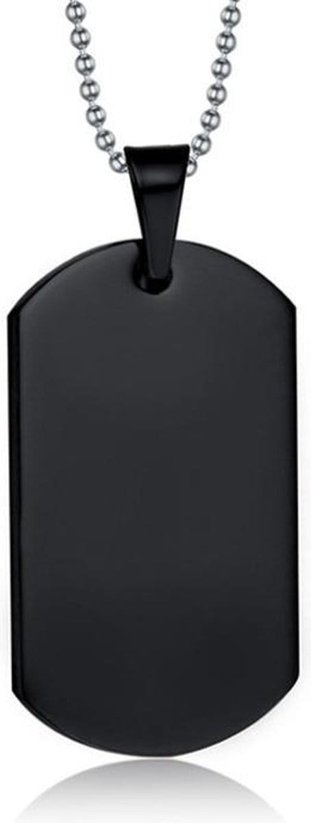 Zwarte Dogtag kettinghanger met ketting