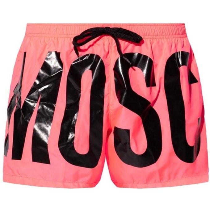 Moschino Heren Logo Polyester Zwemshorts (Felroze)