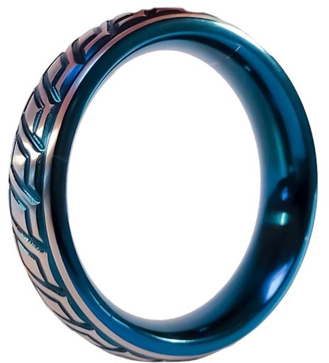 Black Label - Blue Wave Cockring - RVS - Blauw/Zilver 45 mm